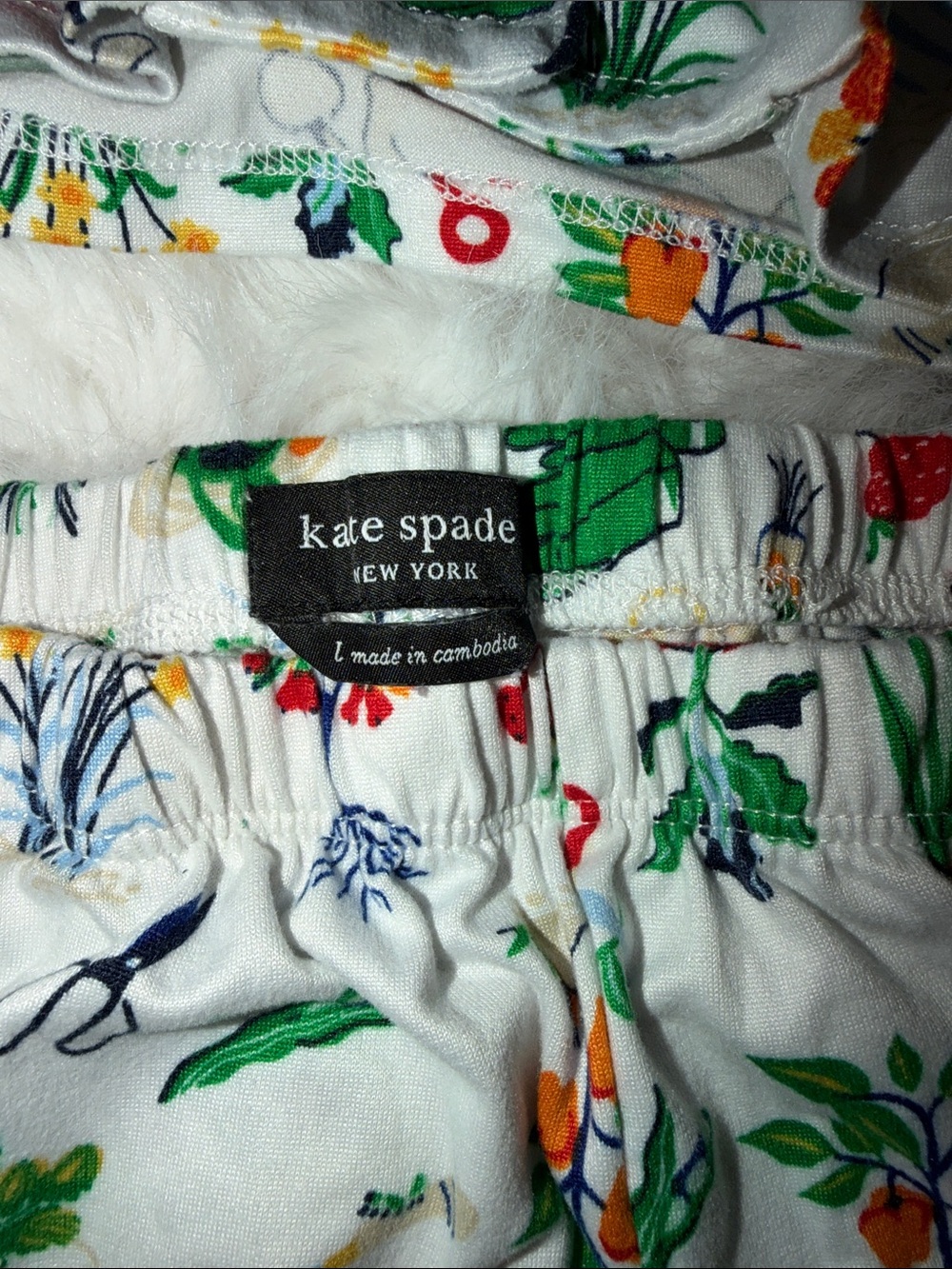 kate spade White Garden-Print Short Pajama Set size large - Picture 3 of 8